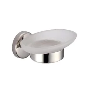 Satinierte Seifenschale aus Glas  mit Chromhalterung