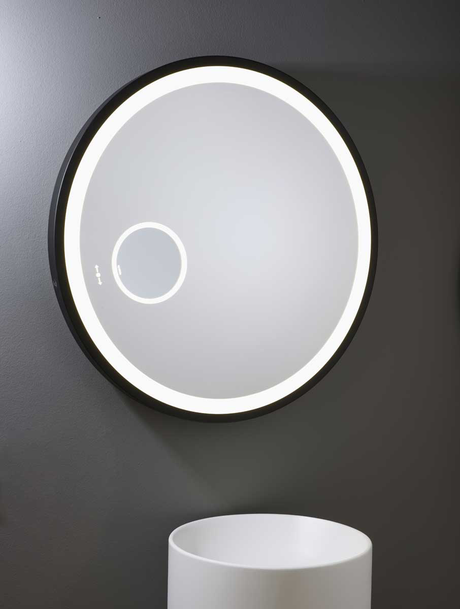 Espejo redondo con marco negro  - MOON NEO
