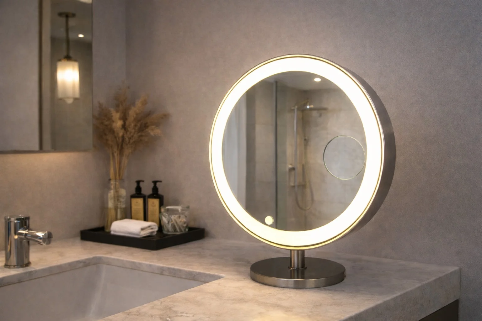 Specchiera da appoggio ARIEL: regolazione totale, eleganza senza compromessi